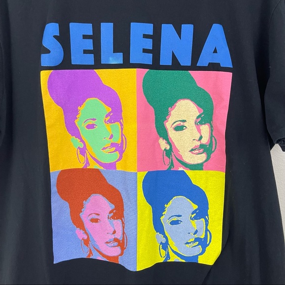 SELENA QUINTANILLA Black Color Pop Graphic Band Tee - Picture 2 of 6